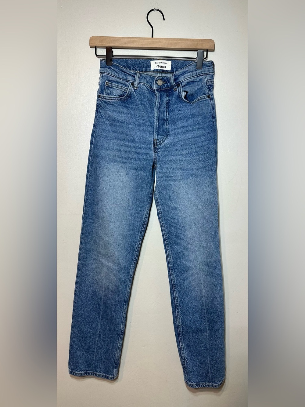 Reformation Women’s High Rise 90s Straight leg Classic Blue Jeans Size 25